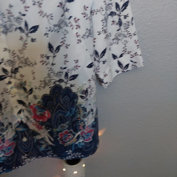 Chicos-3 Blouse No Iron Floral 3/4 sleeve Button Front Top Blouse Bohemian 16-18 - Picture 5 of 7